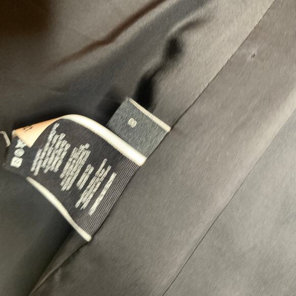 Theory Open Front Black Blazer Sz 8 Wool Blend - Picture 8 of 9